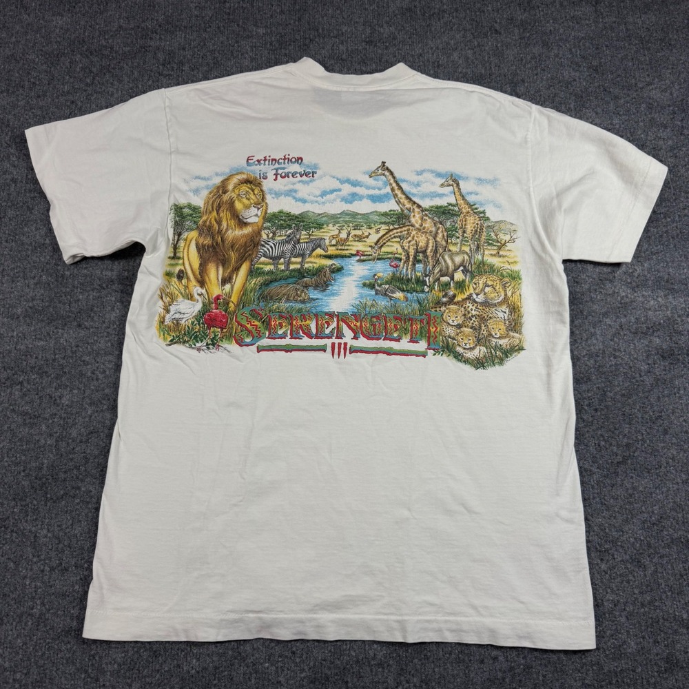 Tee Jays Busch Gardens Serengeti Pocket Tee Mens XL White Cotton Vintage‎ USA